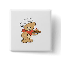 Cute Chef Baker Bear Buttons