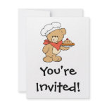 Cute Chef Baker Bear Custom Invitation