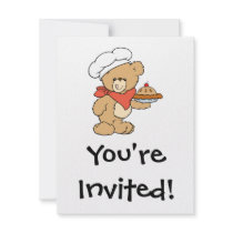 Cute Chef Baker Bear Custom Invitation