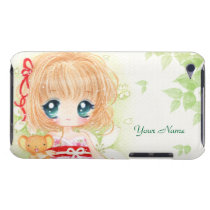 Cute chibi with kawaii plushie - Ipod Touch Case