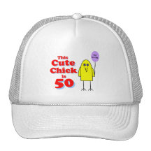 Cute chick is 50! hats
