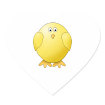 Cute Chick. Little Yellow Bird. Heart Sticker