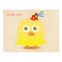 Cute chicken with party hat postcard
