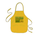 Cute children & school bus illustration kids apron