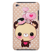Cute chocolate bear with heart-shaped balloons barely there ipod covers