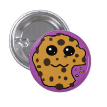 Cute chocolate chip cookie purple button