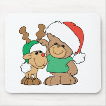 Cute Christmas Bear and Reindeer Mousepads