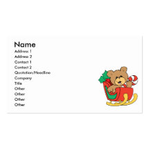 Cute Christmas Bear in Sleigh Business Card