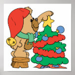 Cute Christmas Bear Trimming Tree posters