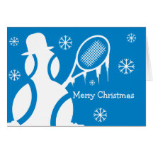 Cute Christmas card for tennis players - snowman