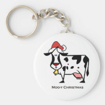 Cute Christmas Cow Keychain