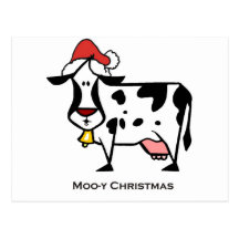 Cute Christmas Cow Postcard
