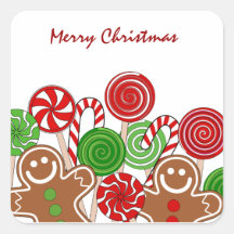 Cute Christmas Lollipops Gingerbreads Sticker