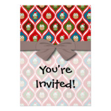 cute christmas owls pattern personalized invites