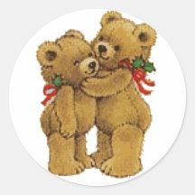 Cute Christmas Pair Round Stickers