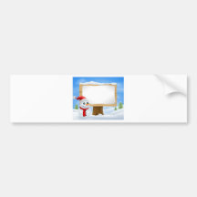 Cute Christmas Snowman and Sign Bumper Stickers