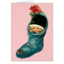 Cute Christmas Stocking ,Little Child,Pink Blue Cards