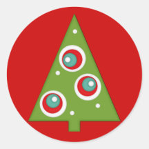 Cute Christmas Tree Red and Green Round Sticker