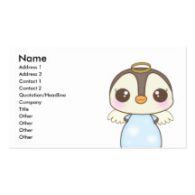 cute christmas winter angel penguin business card templates