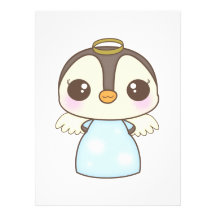 cute christmas winter angel penguin invitation