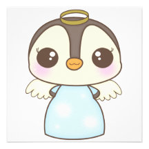 cute christmas winter angel penguin invites