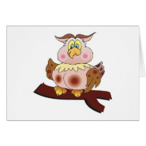 cute chubby owl greeting card