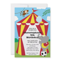 CUTE Circus Kids Birthday Party Invitation