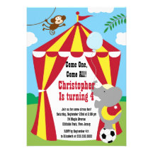 Cute Circus Tent Birthday Party Invitations