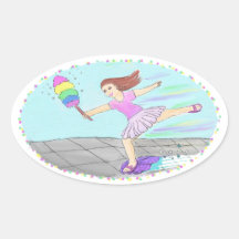 Cute Cleaning Lady Oval Sticker