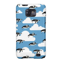 Cute Clouds and Flying Penguins Samsung Galaxy Cases