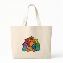 cute colourful cartoon turkey tote bag