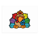 cute colourful cartoon turkey post card