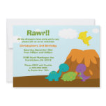 Cute colourful dinosaurs birthday party invitation