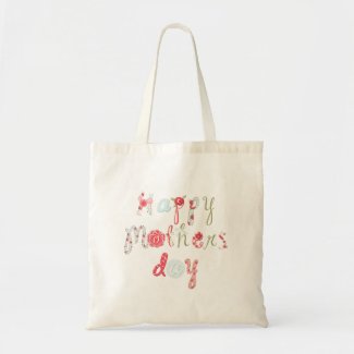 Cute Colourful Flower Letter-Happy Mothers Day Budget Tote Bag