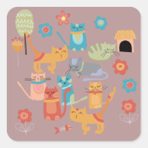 Cute Colourful Kitty Cats Gifts for Cat Lovers Pin Stickers