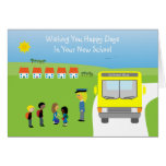Cute & Colourful New School Cartoon Kids & Bus Cards