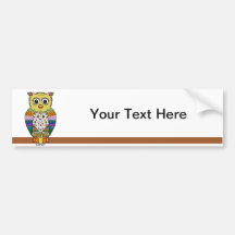 Cute Colourful Owl on star lit night Bumper Stickers