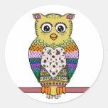 Cute Colourful Owl - white Sticker