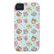 Cute Colourful Owls iPhone Case (light blue) Iphone 4 Case-mate Case