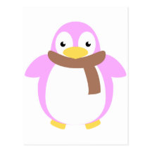 Cute Colourful Penguin in Scarf Post Card