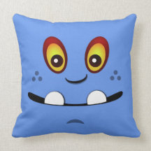 Cute Cornflower Blue Monster Face w/ an Underbite Throw Pillow