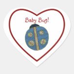 Cute Country Style Blue Ladybug Baby Bug Heart Stickers