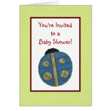 Cute Country Style Blue Ladybug Baby Shower Cards