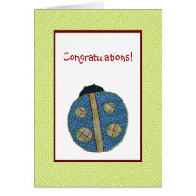 Cute Country Style Blue Ladybug Baby Shower Cards