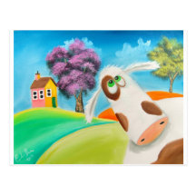 CUTE COW FACE Gordon Bruce art Postcard
