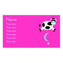 Cute Cow Jumped Over The Moon Pink Custom Business Cards