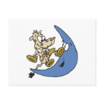cute cow jumping over moon postcards