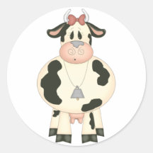 Cute Cow Round Sticker