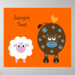 Cute cow, sheep & chicken child´s poster posters