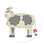 Cute Cow Round Sticker